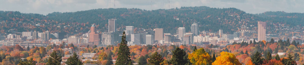 Panoramic photo of the Portland skyline